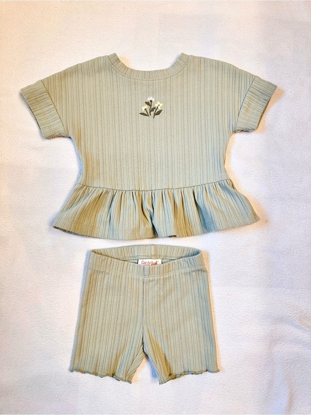 Toddler Girls Ribbed Shirt and Bike Shorts Bundle
